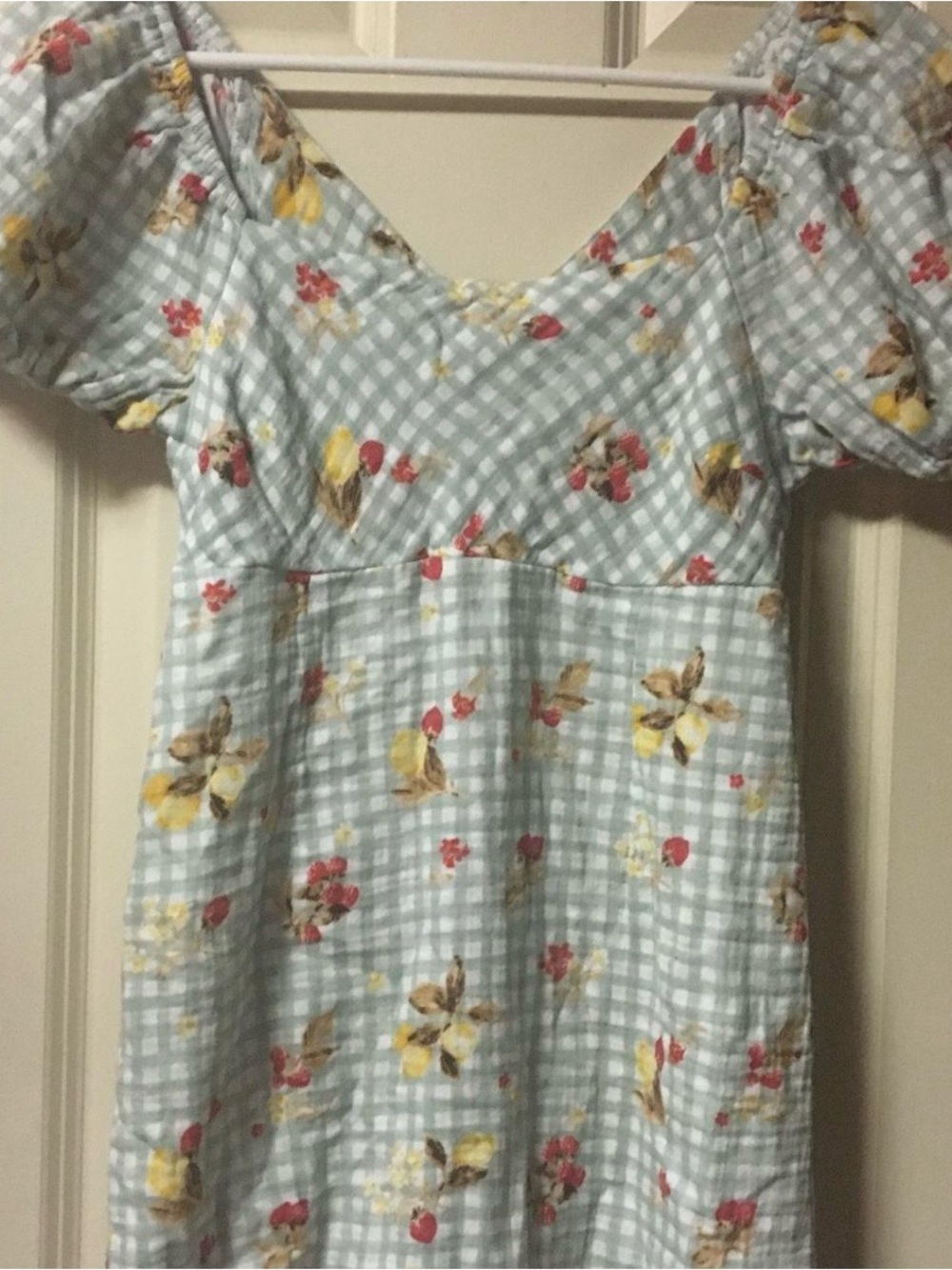 Altar’d State~Women’s ~Mini Dress ~ Size XS~Short Sleeve~Gingham Fruit Print